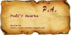 Poór Avarka névjegykártya